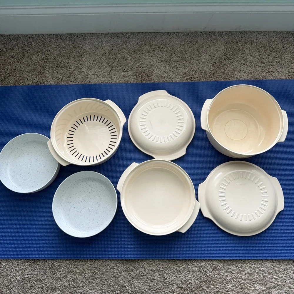 Tupperware Microwave 7 Piece Stack Cooker Steamer Set EXCELLENT USED CONDITION
